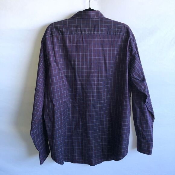 Men's Thomas Dean Purple & Blue Check Button Down Shirt - Picture 8 of 9